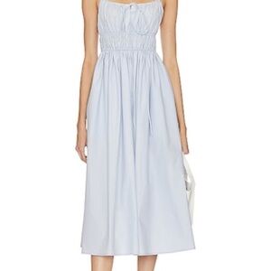 L’Academie Ari Poplin Midi Dress in Sky Blue (NWT)